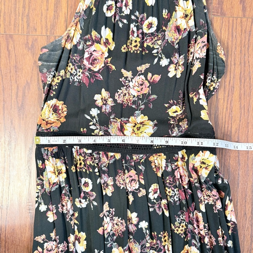 Eyeshadow Black and Floral Print Sleeveless Midi Dress Size Small - Picture 12 of 13